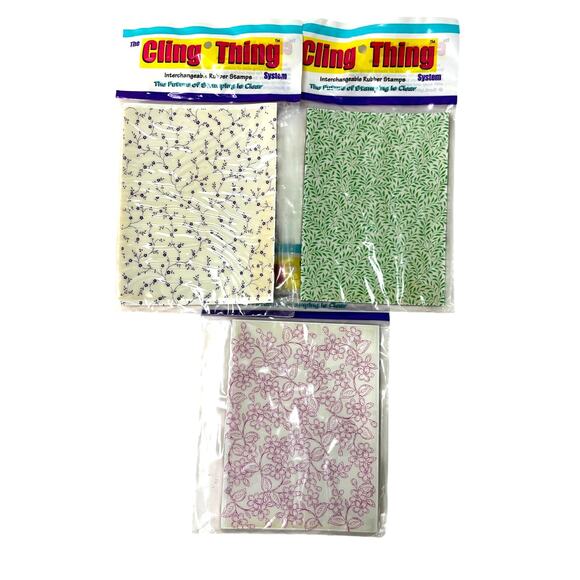 3 Large Cling Mount Stamps Floral Vine 5.5x4.25" NEW Scrapbooking Stamping - Picture 1 of 5